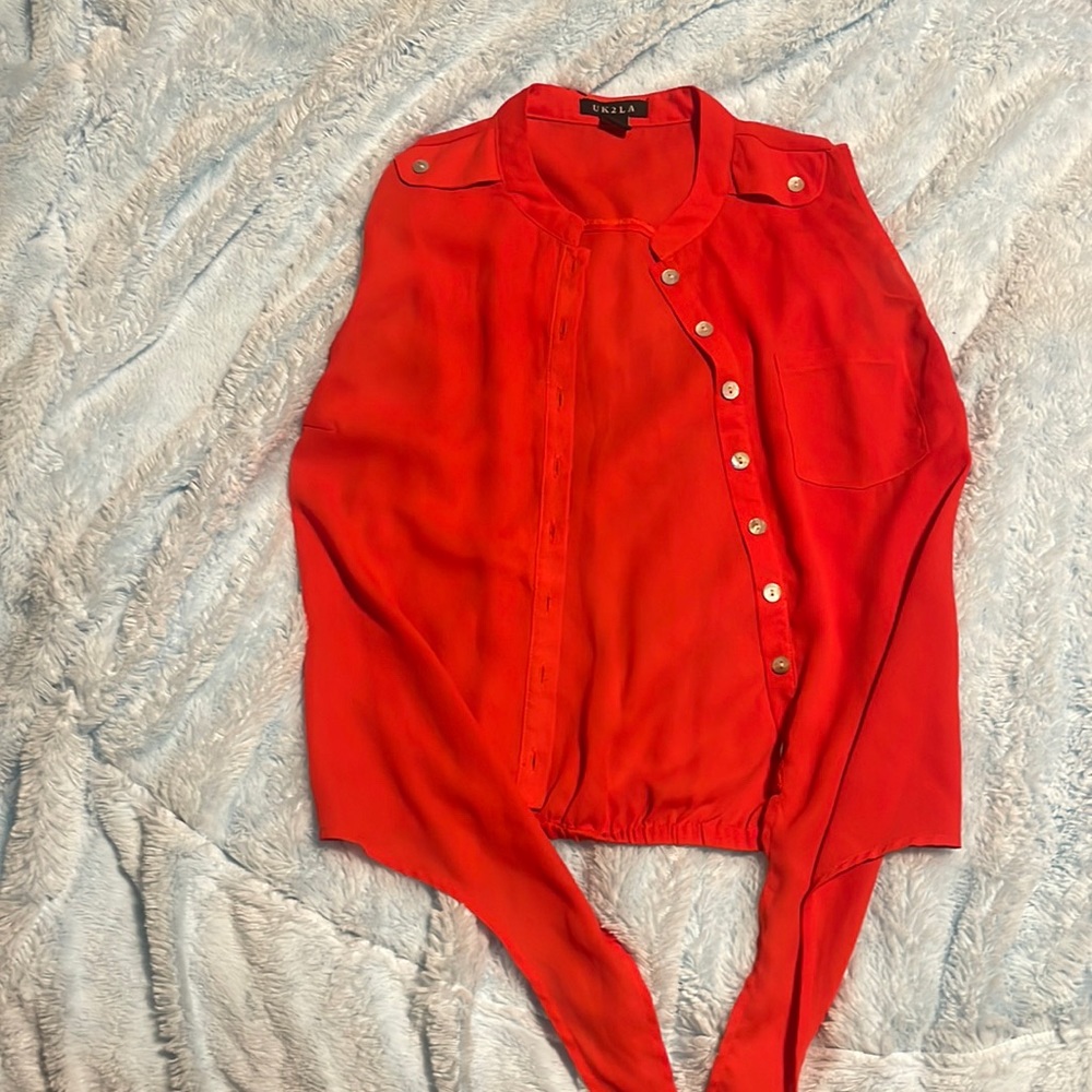 Orange button up cardigan